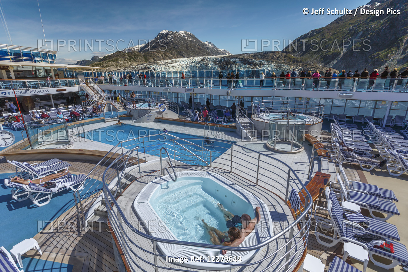 Tourists On The Top Deck Of A Cruise Ship Viewing The Scenery In John Hopkins ...