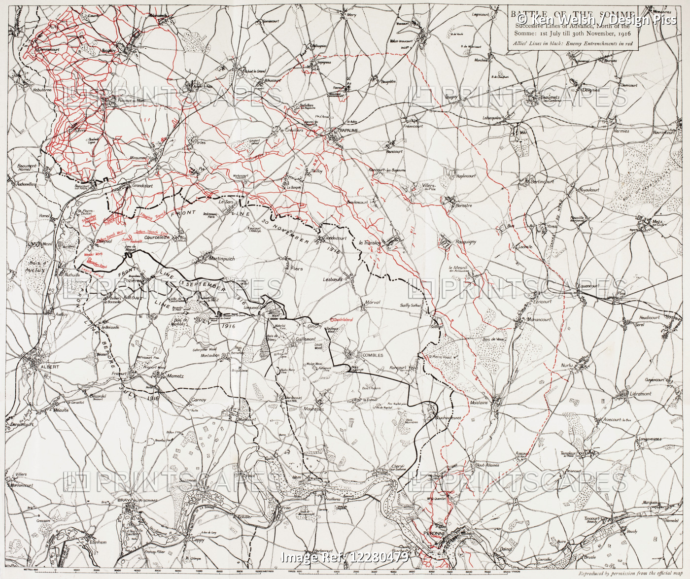 Map Of The Battle Of The Somme, Or The Somme Offensive In The First World War. ...