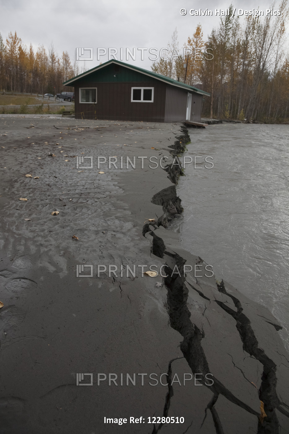 View Of A House In Danger Of Collapsing Into The Flooding Matanuska River, ...