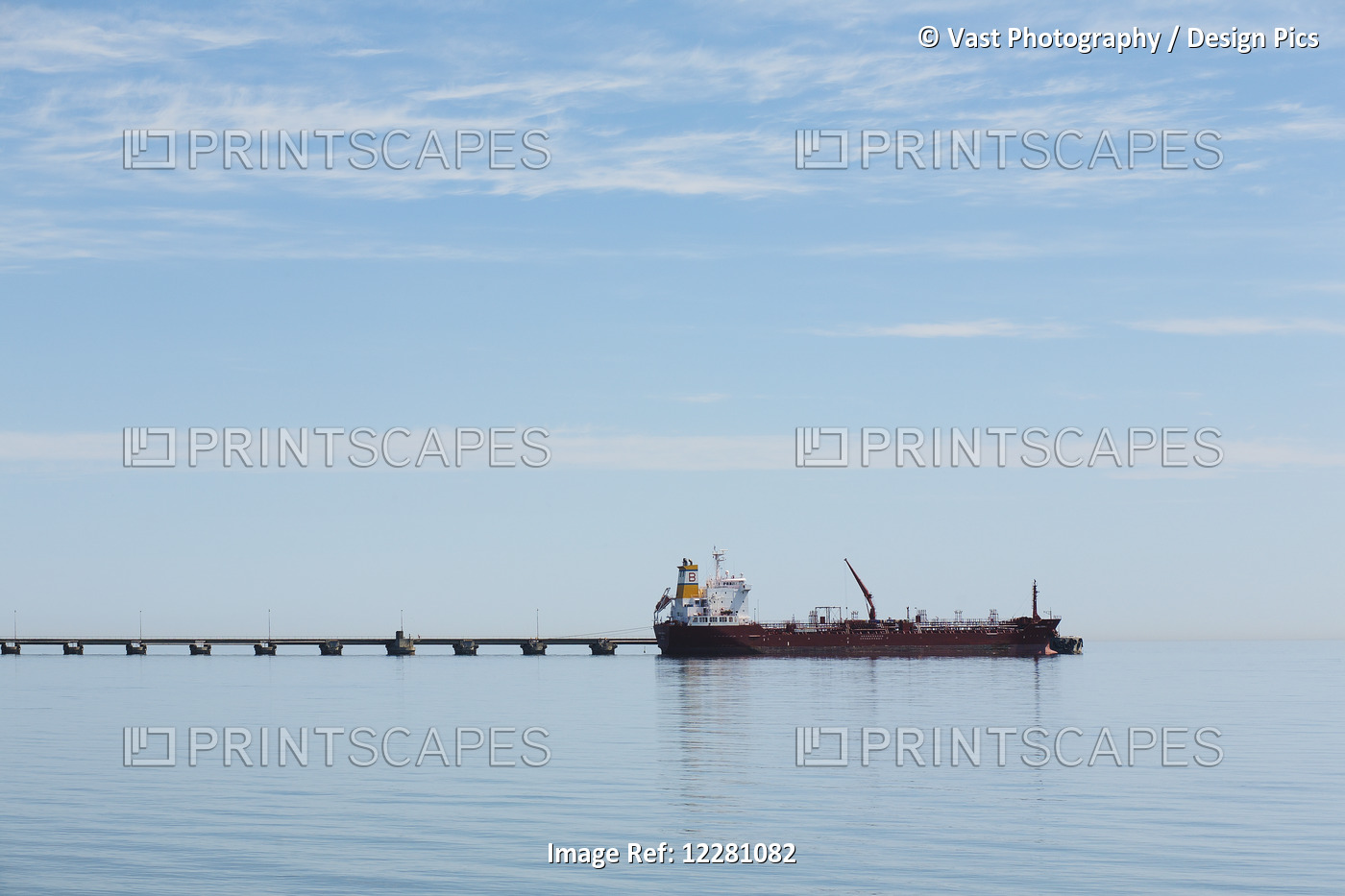 Tanker Ship At End Of Dock; Burlington, Ontario, Canada