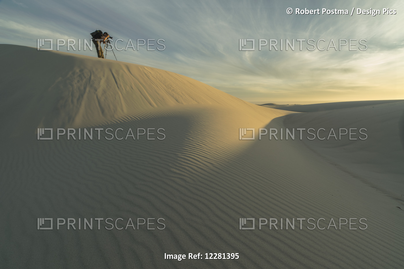 Person Taking Photos In The White Sand Desert Of Namakwaland National Park; ...