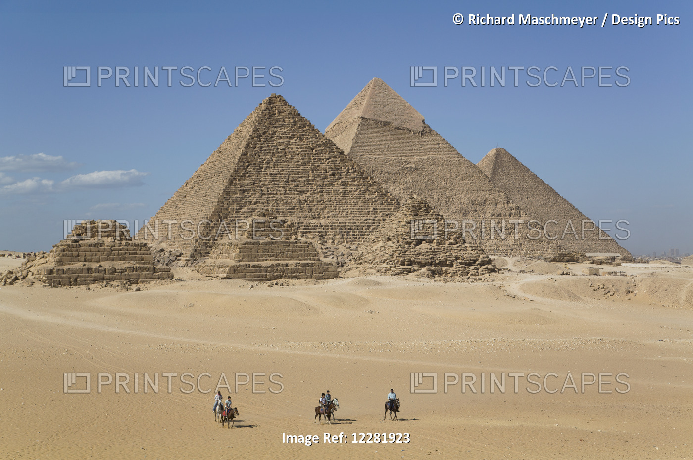 Local Men On Horses, The Giza Pyramids; Giza, Egypt