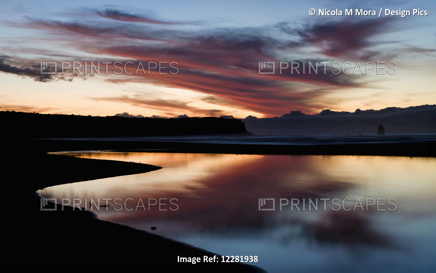 Sunset At Rapahoe Beach On The West Coast; South Island, New Zealand