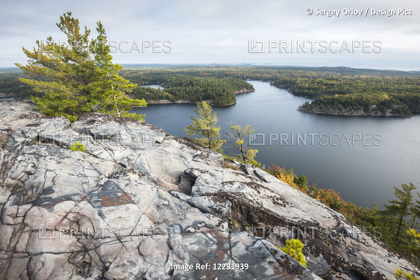 Beautiful View Of A Fall Forest And George Lake From The Mountain Top; ...