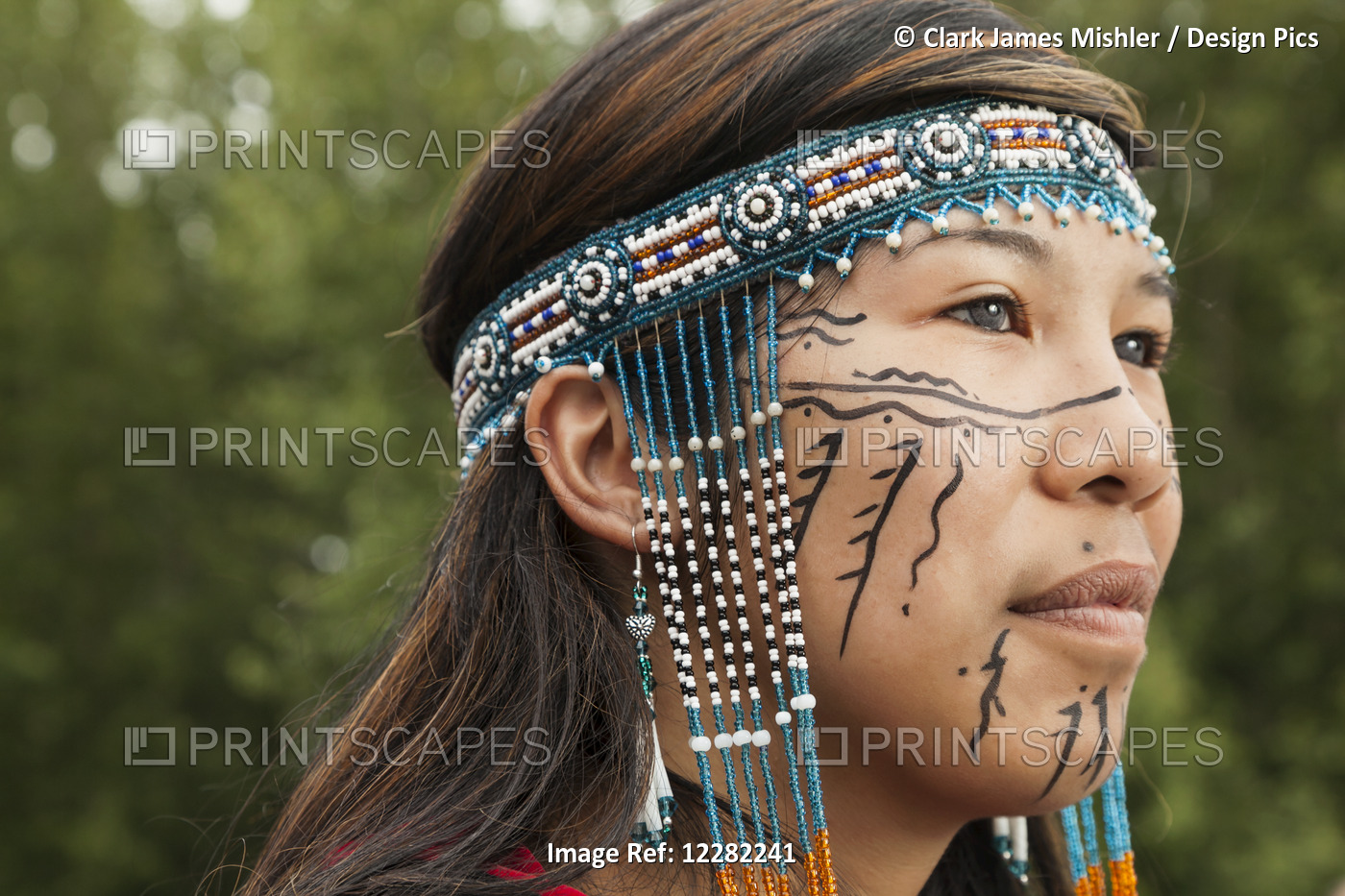 Portrait Of A Female Alaskan Native With Traditional Regalia, Alaska