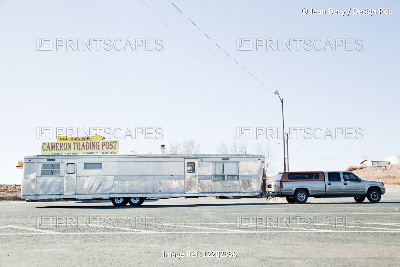 Very Long Trailer Hitched To The Back Of A Truck, Cameron Trading Post; ...