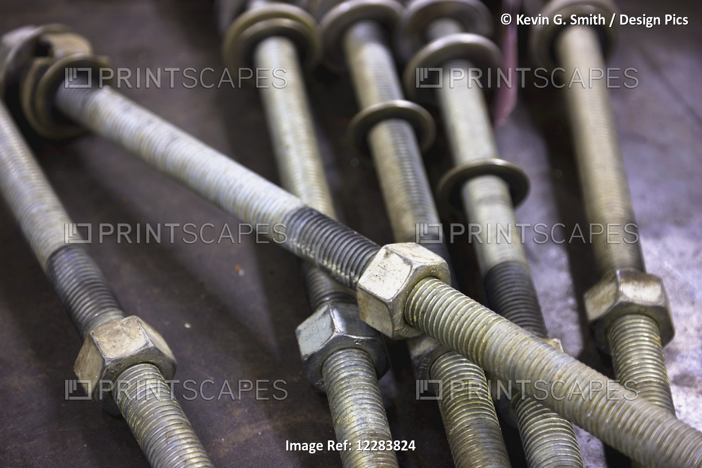 Close Up Of Large Bolts With Nuts At An Electrical Power Plant, Sand Point, ...