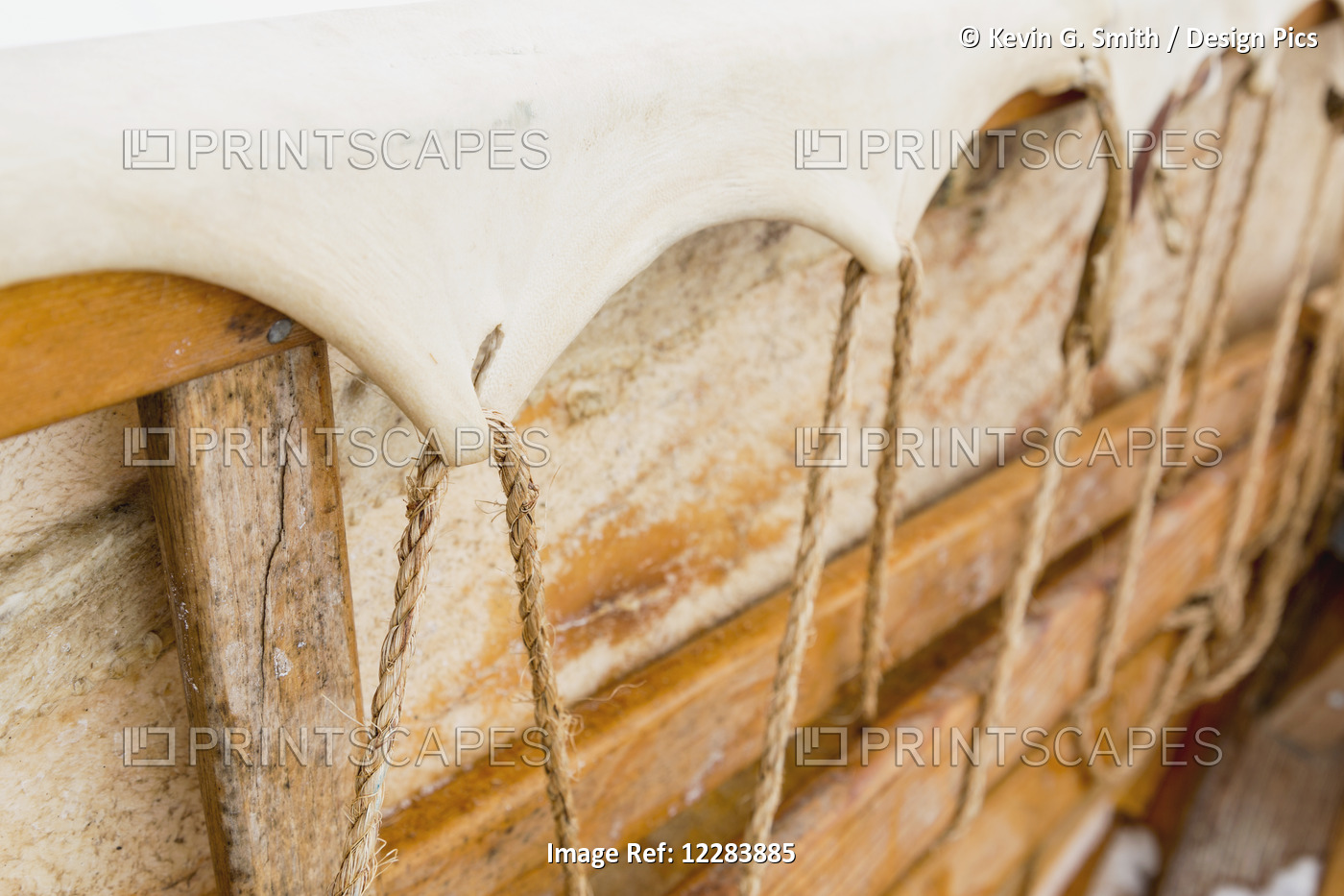 Detail View Of The Interior Of An Umiak Skin Boat, Barrow, North Slope, Arctic ...