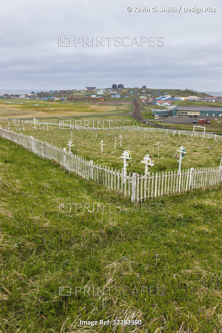 A Weathered Picket Fence Surrounds The Grave Crosses In The Cemetary Outside ...
