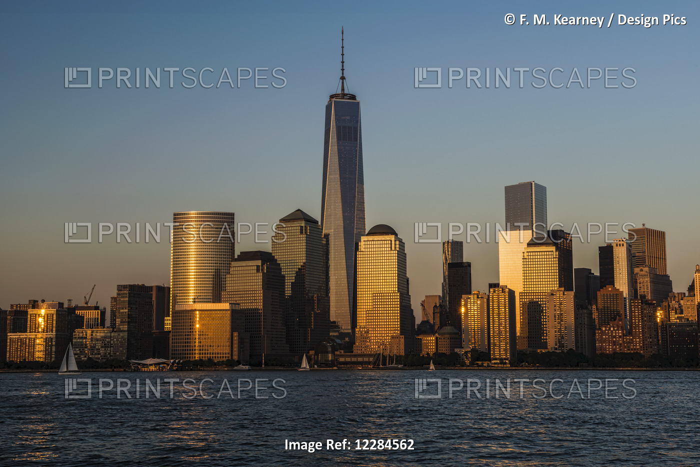The New World Trade Center At Sunset, Viewed From Jersey City, New Jersey; New ...