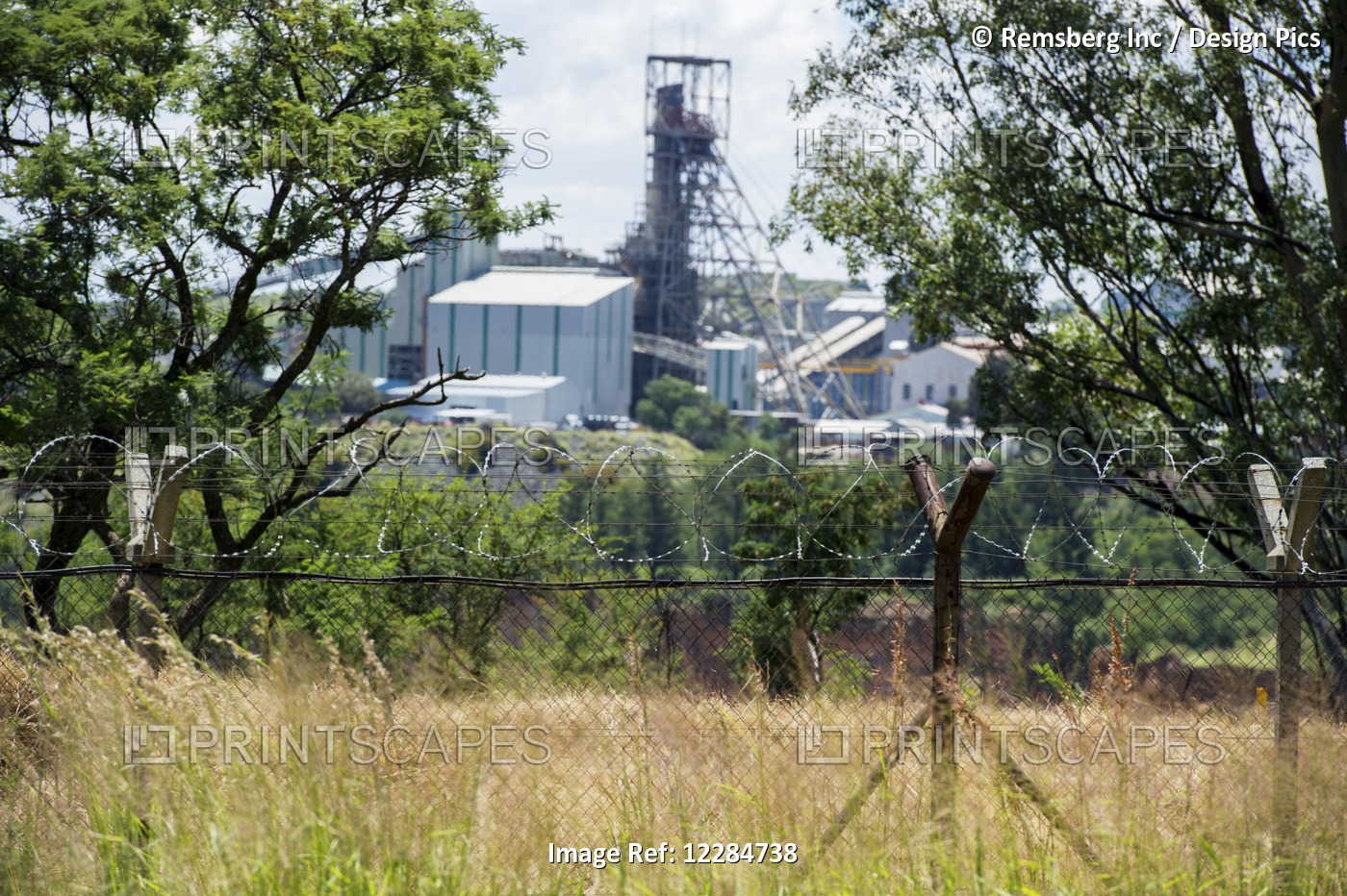 Premier Diamond Mine Behind Barbed Wire Fence; Cullinan, Gauteng, South Africa