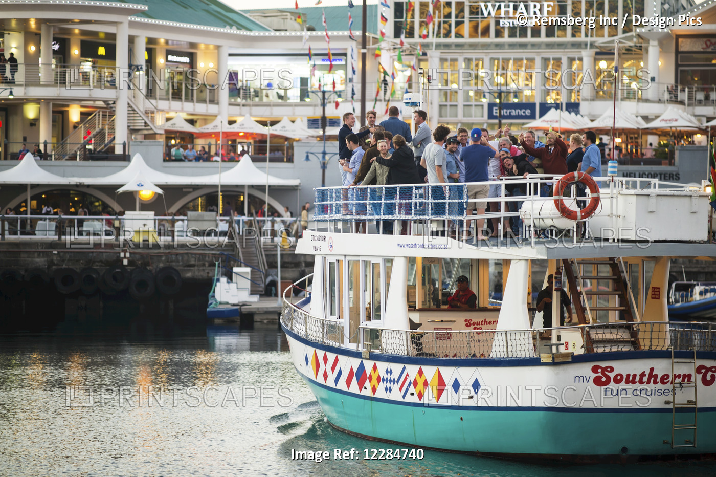 Cruise Boat With Tourists At The V And A Waterfront, Downtown Cape Town; Cape ...