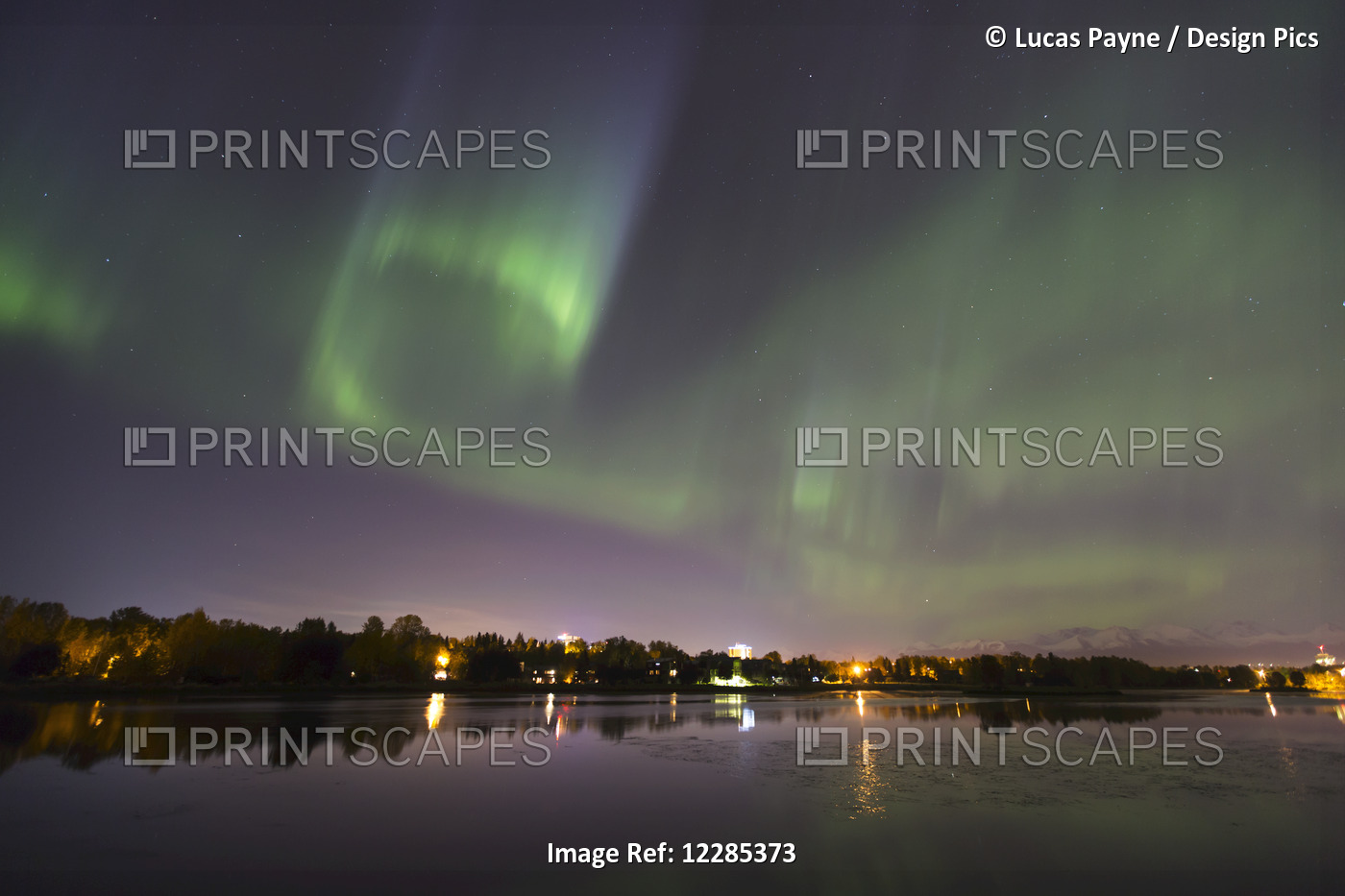 Northern Lights Over Westchester Lagoon In Downtown Anchorage, Southcentral ...