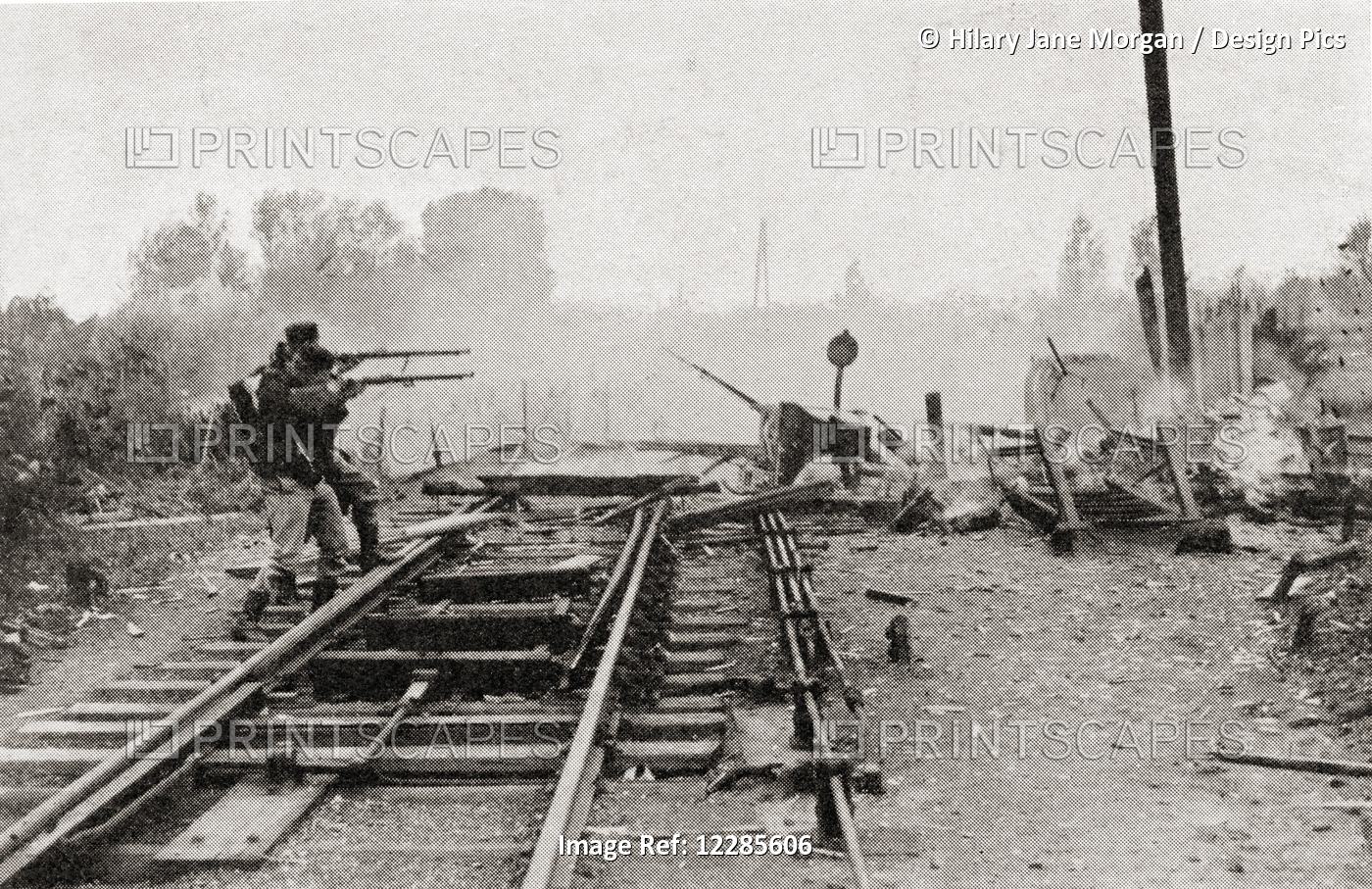 Belgian Snipers Fire On The German Enemy In Termonde, Belgium During Wwi.  From ...