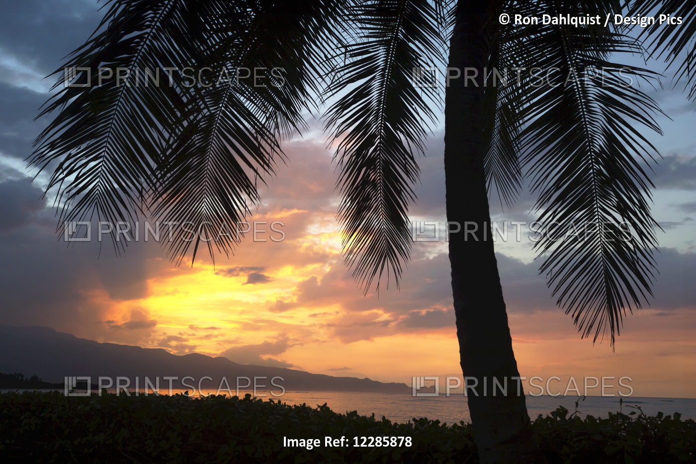 Sunset On The North Shore Of Maui; Spreckelsville, Maui, Hawaii, United States ...