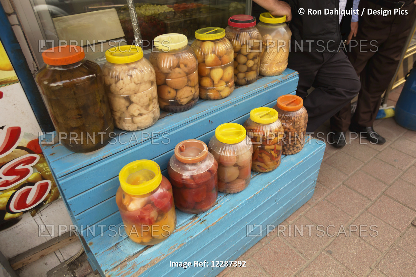 Pickeled Foods Displayed Outside Of A Store In The Balat And Fener Area; ...