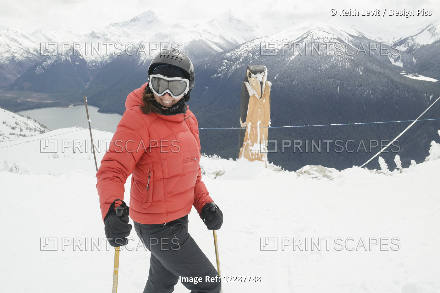 Skier On Resort Ski Hill; Whistler, British Columbia, Canada