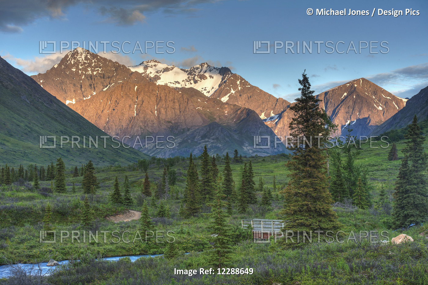 South Fork Near Eagle River At Sunset On A Summer Day In South Central Alaska.