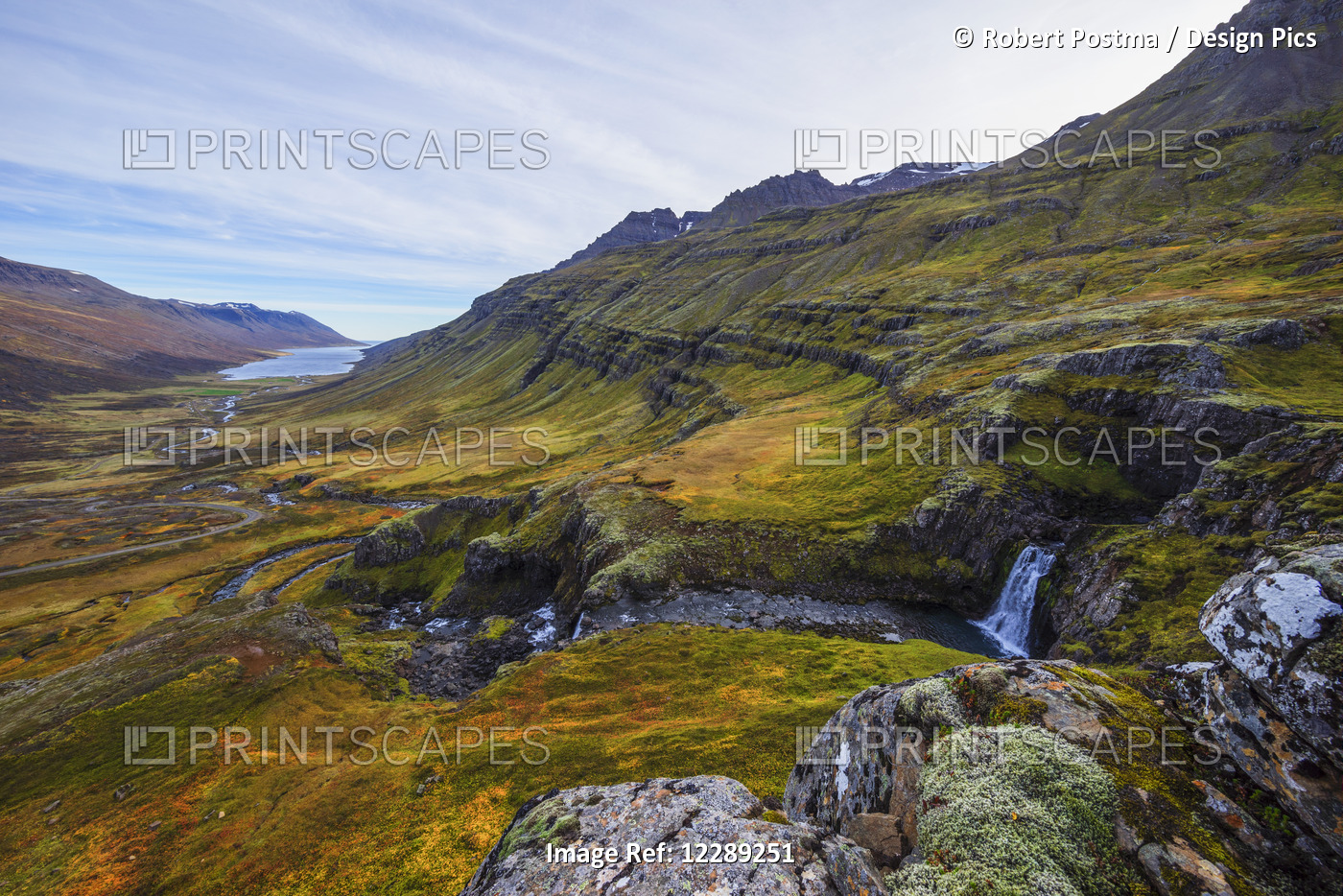 A Small Waterfall On The Rugged Landscape Of Mjoifjordur, East Fjords; Iceland