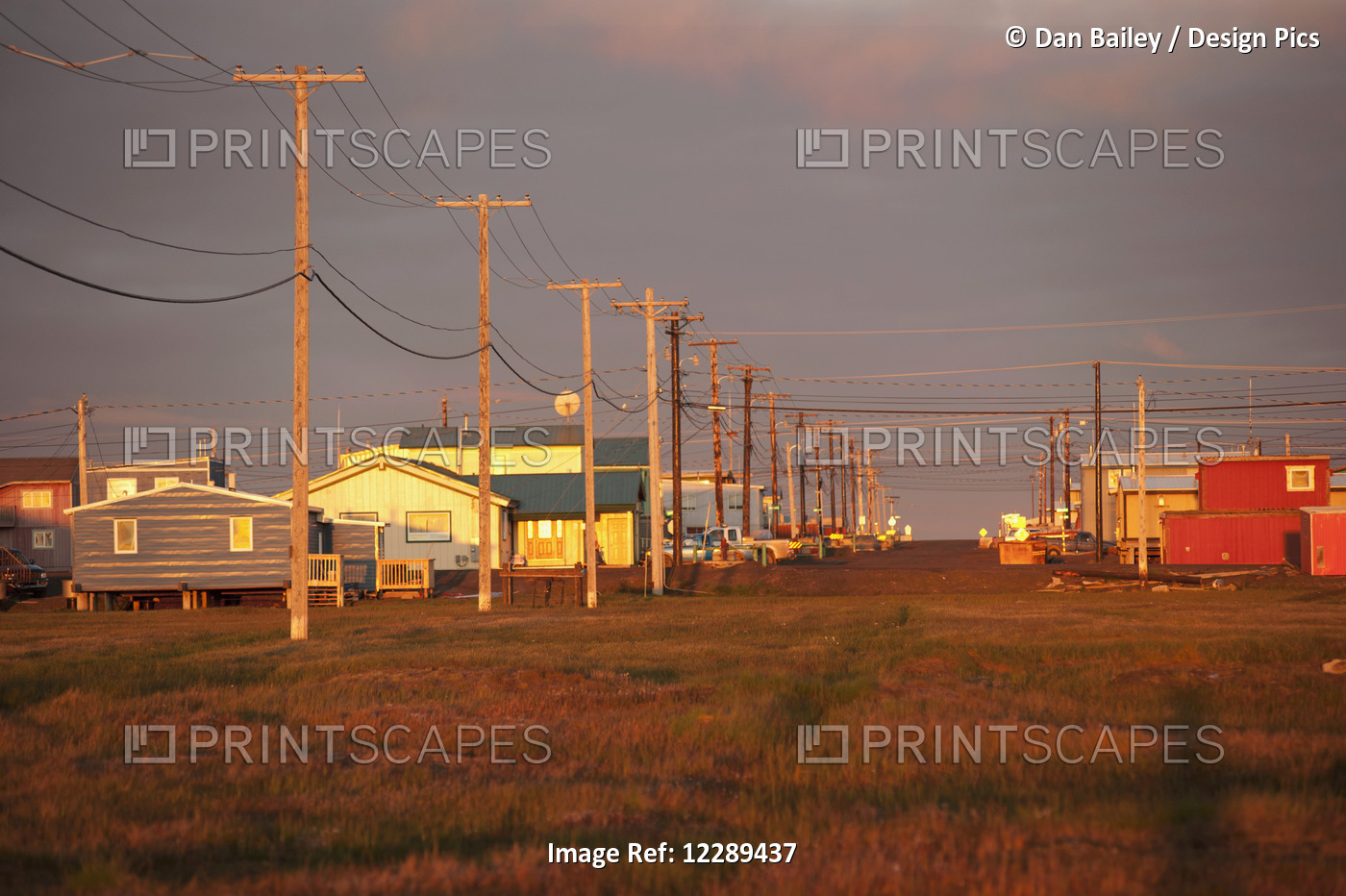 Evening Sunset View Of Houses In Barrow, North Slope, Arctic Alaska, Summer
