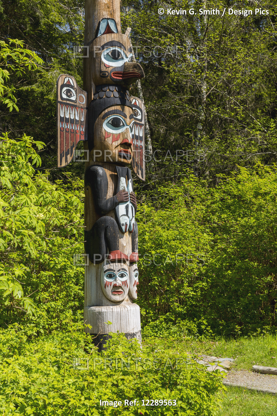Native Alaskan Tlingit Totem Pole, Totem Bight Historical State Park, ...