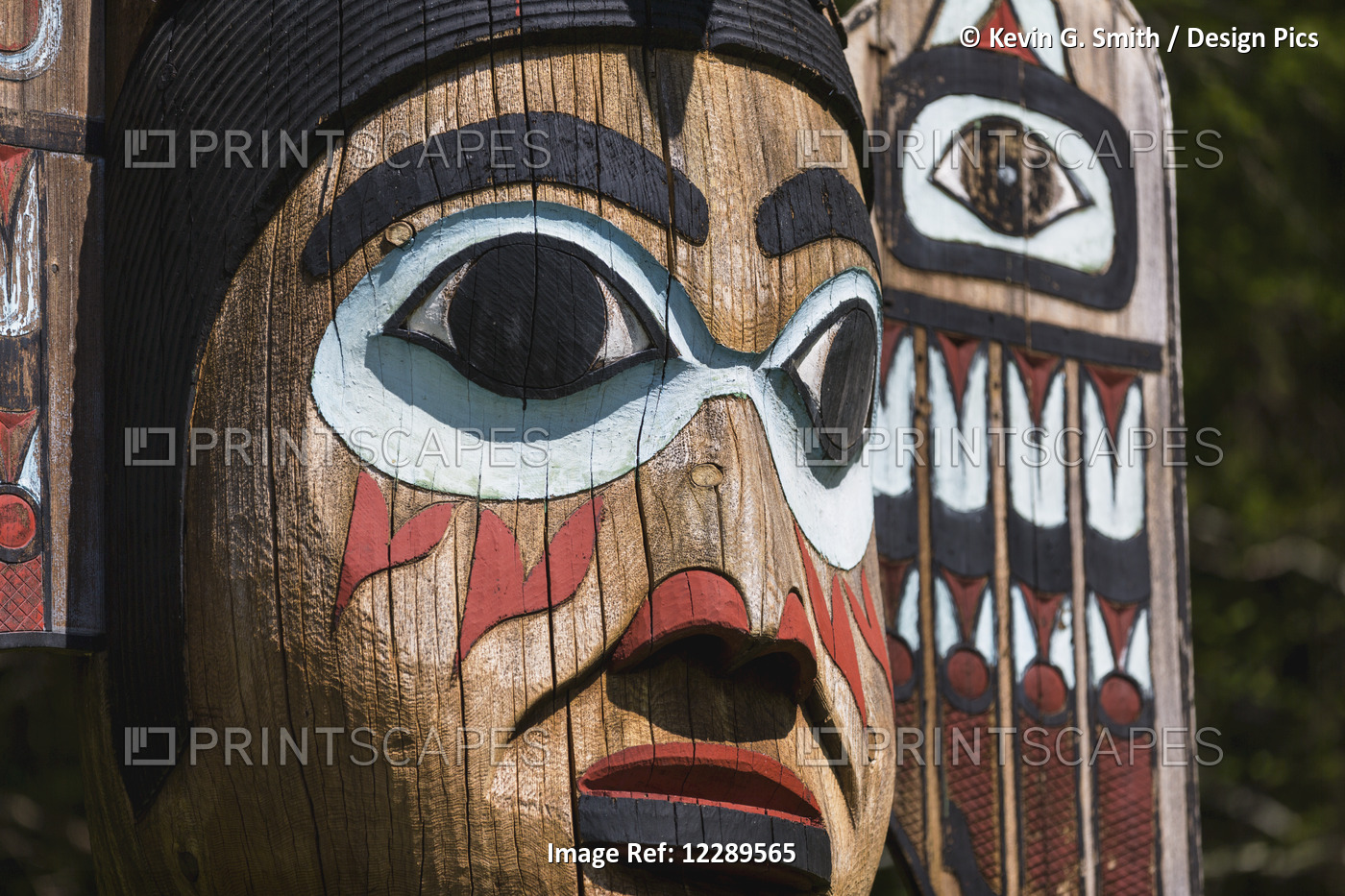 Detail Of A Figure Carved Into A Totem Pole, Totem Bight State Historical Park, ...