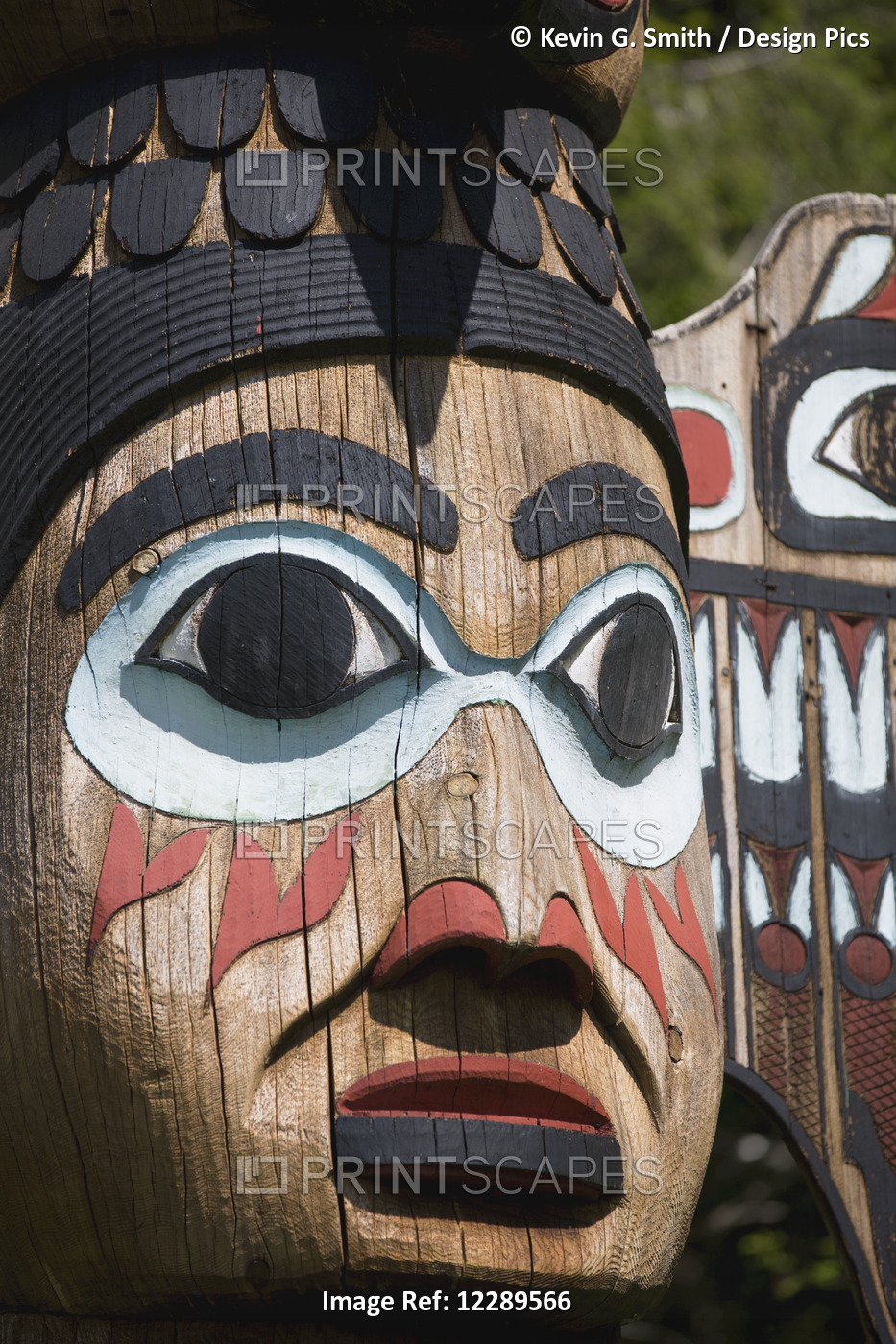 Detail Of A Figure Carved Into A Totem Pole, Totem Bight State Historical Park, ...