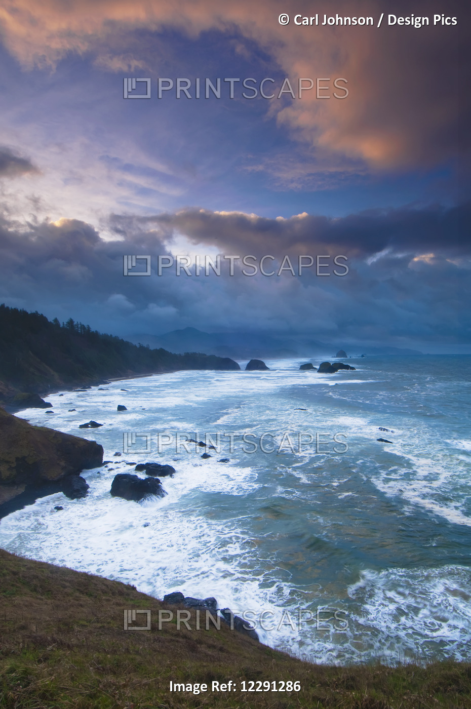 A Morning Storm Brews On The Pacific Coast In This View From Ecola State Park, ...