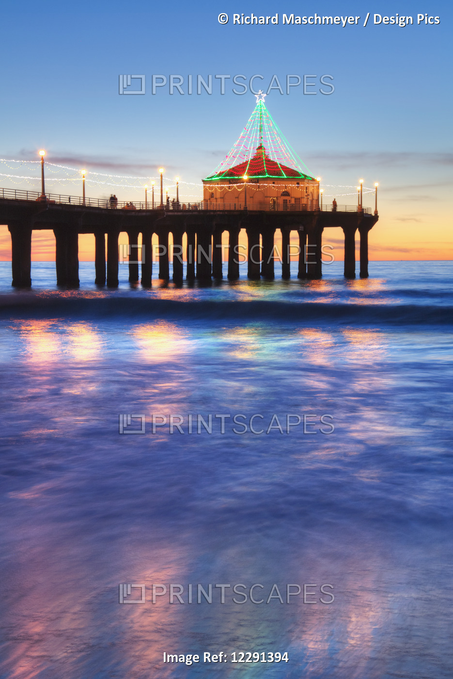 Manhattan Beach Pier At Sunset, Completed In 1920, Roundhouse Marine Studies ...