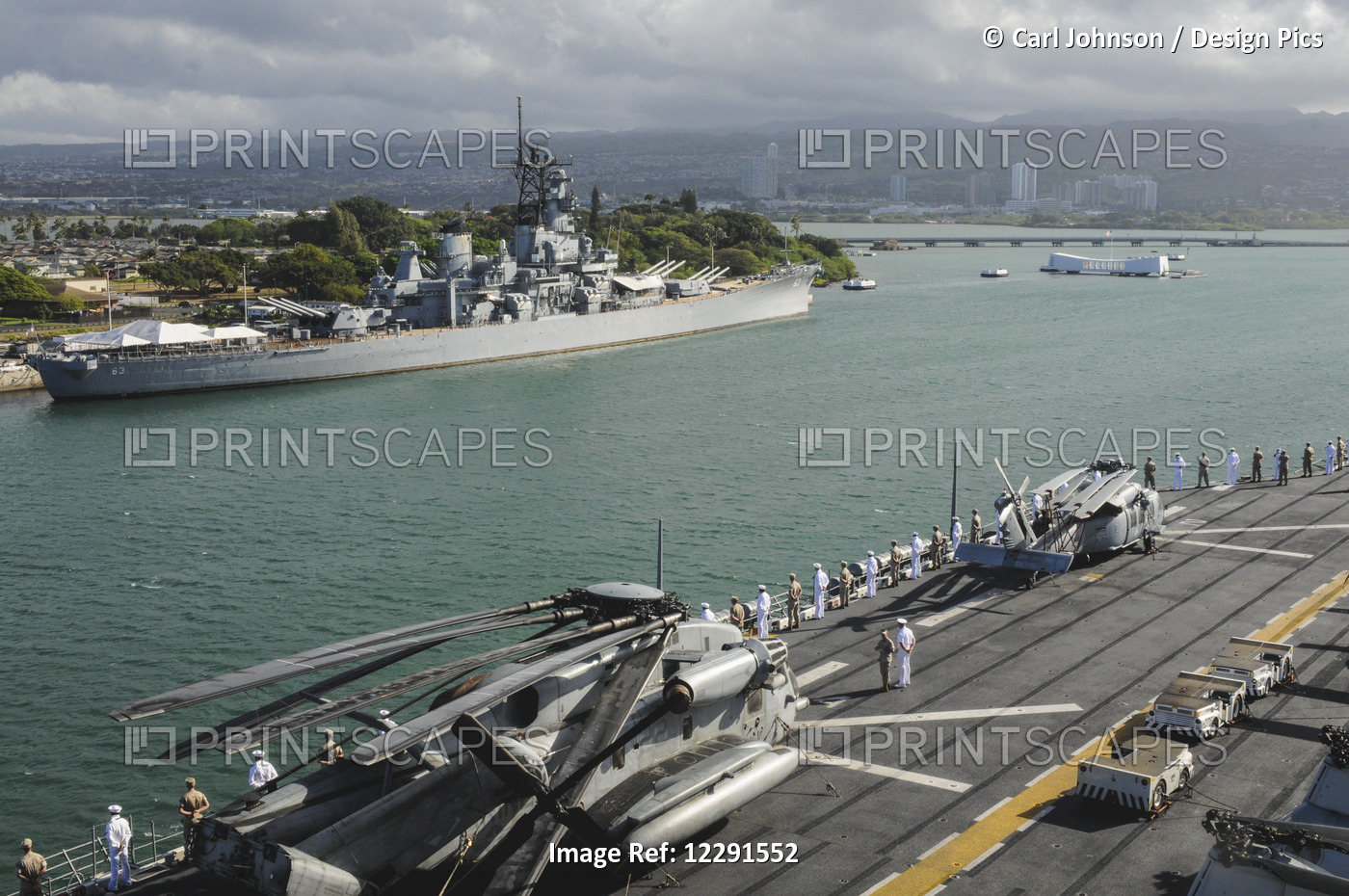 Sailors And Marines "man The Rails" In Dress Uniform As A Ship Passes By The ...