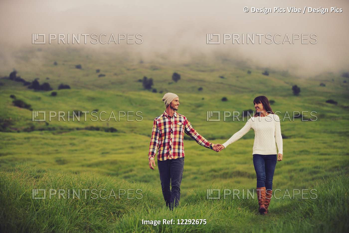 Romantic Young Couple In Love Outdoors In The Countryside