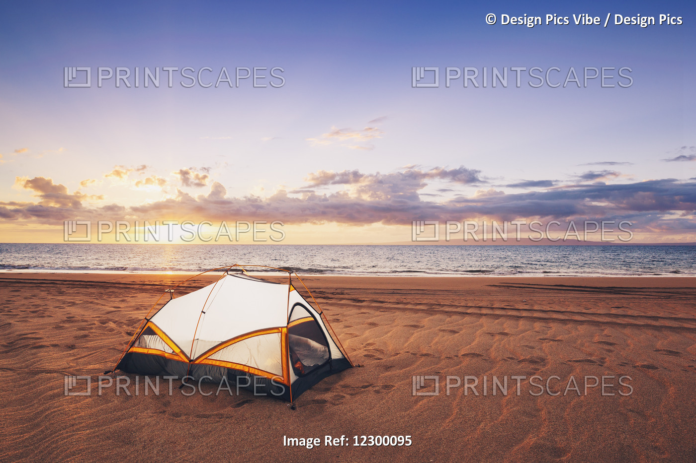 Camping On The Beach At Sunset