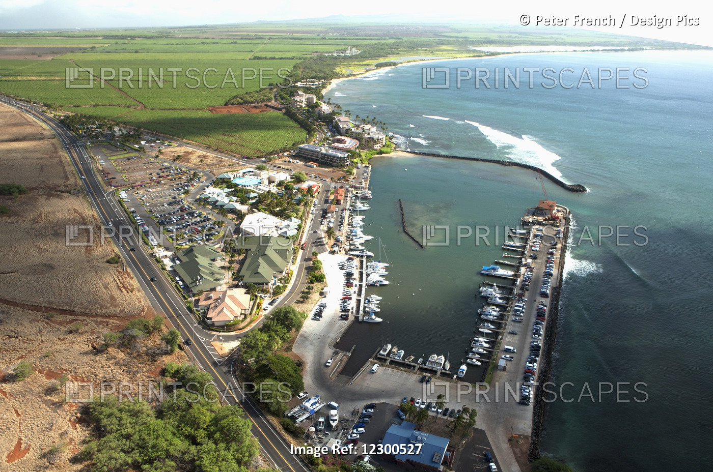 Aerial View Of Ma'alaea Harbor, Whale Watching Charter Boats, Maui Ocean Center ...