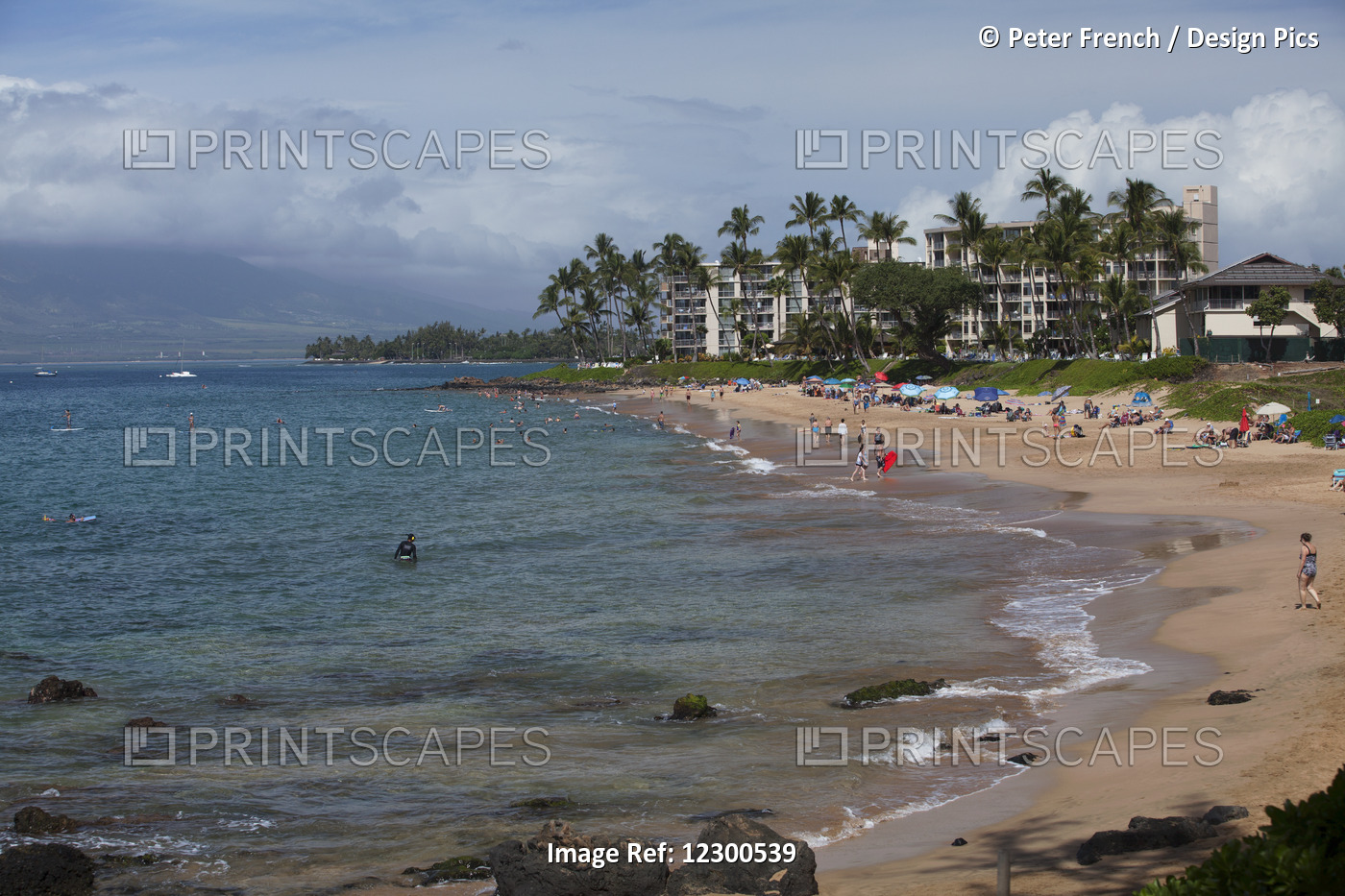 Swimmers, Stand Up Paddle Boarders, Sun Bathers, Condo Or Hotel, Kamaole I ...