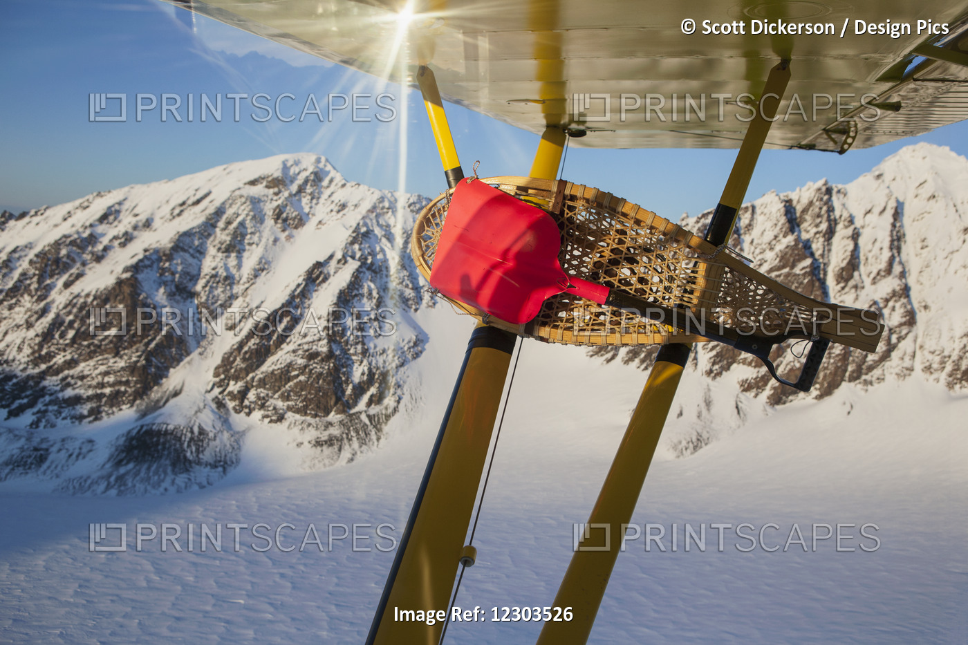 View Of Traditional Snowshoes Tied To Wing Struts Of A Piper Pa-18 Super Cub ...