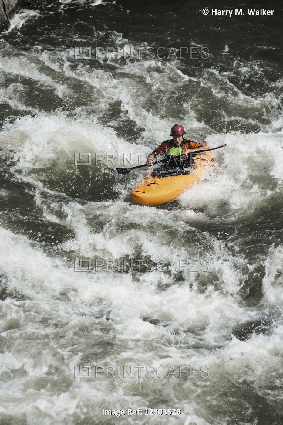 Whitewater Kayaking In Rapids Of The Potomac River, Great Falls Park; Maryland, ...