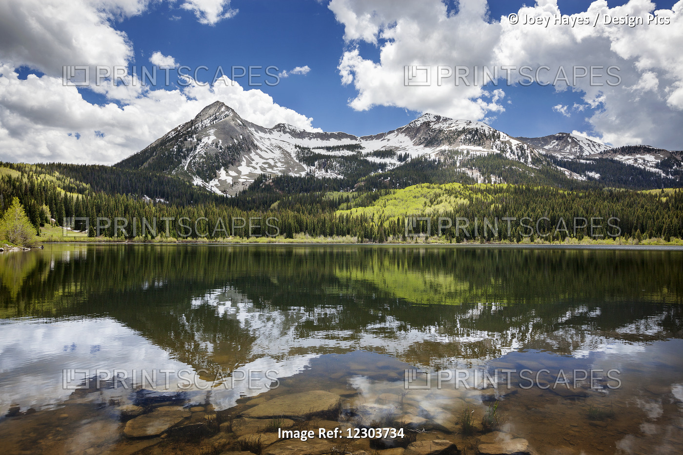 Snowcapped East Beckwith Mountain In The Background Reflected In Lost Lake ...