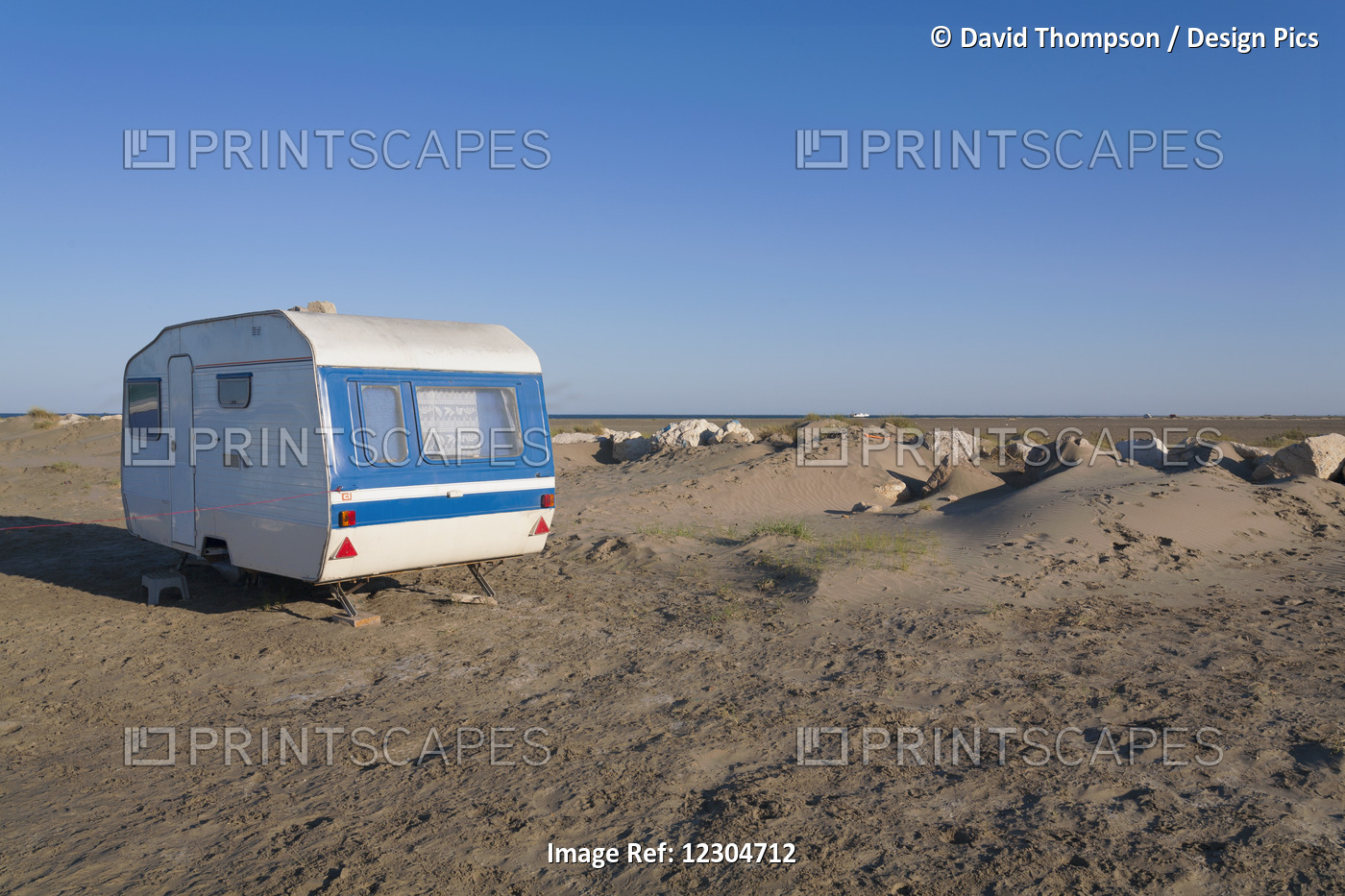 Camping Trailer On A Beach; Camargue, Provence, France