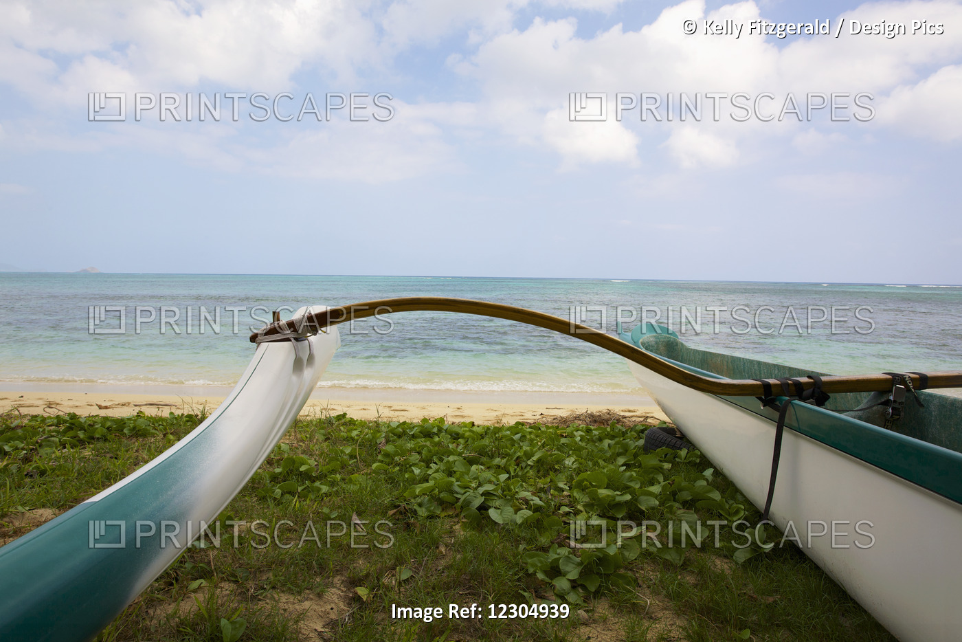 Outrigger Canoe On Waimanalo Beach; Waimanalo, Oahu, Hawaii, United States Of ...