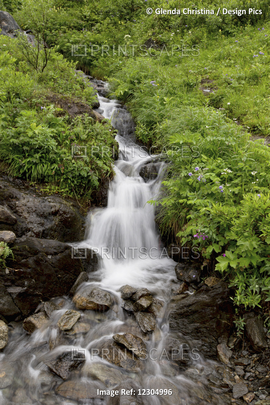 Scenic View Of A Waterfall In Hatcher Pass, Southcentral Alaska, Summer