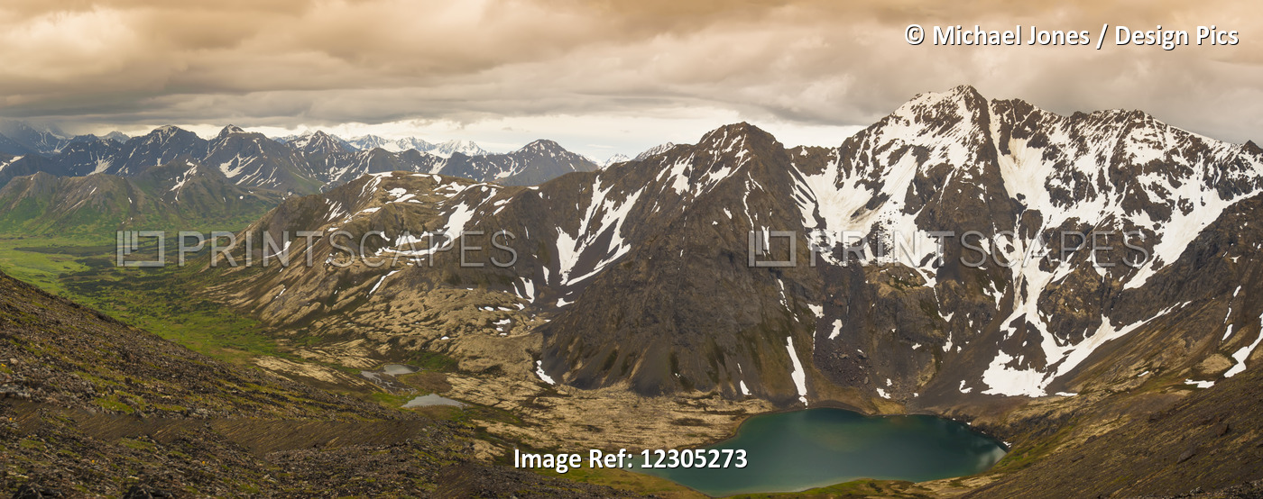 A Panoramic View Of Skip Lake And Valley From Ship Pass In The Chugach State ...