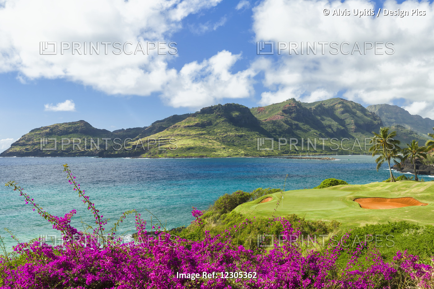 Golf Course On Entrance To Nawiliwili Harbor; Lihue, Kauai, Hawaii, United ...