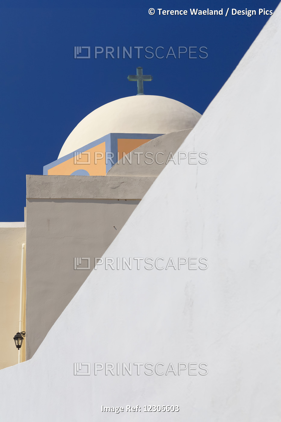 Abstract View Of Greek Church; Fira, Santorini, Greece