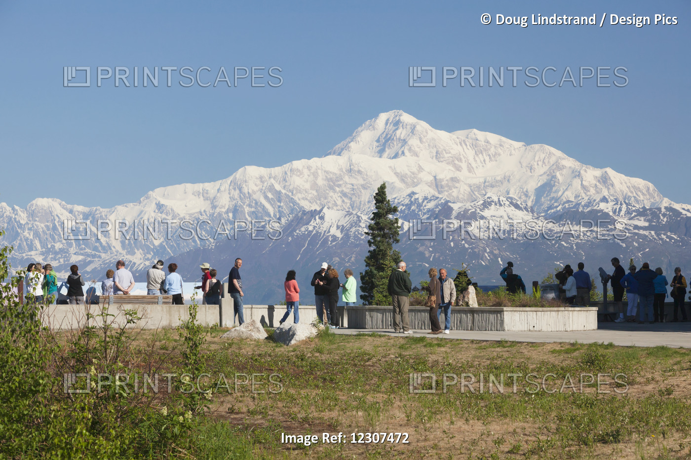Tourists View Denali At The Mile 135 Pull Off During Summer, Southcentral ...