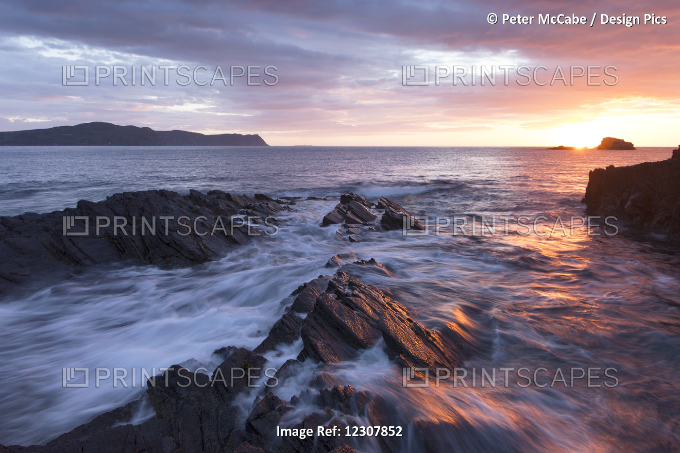 Sunset Overlooking Horn Head And The On The Beautiful Irish Coastline, Part Of ...
