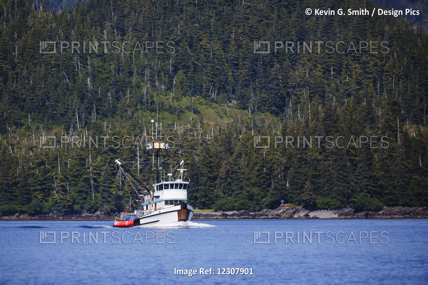 Commercial Fishing Boat On The Waters Of Main Bay, Prince William Sound, ...