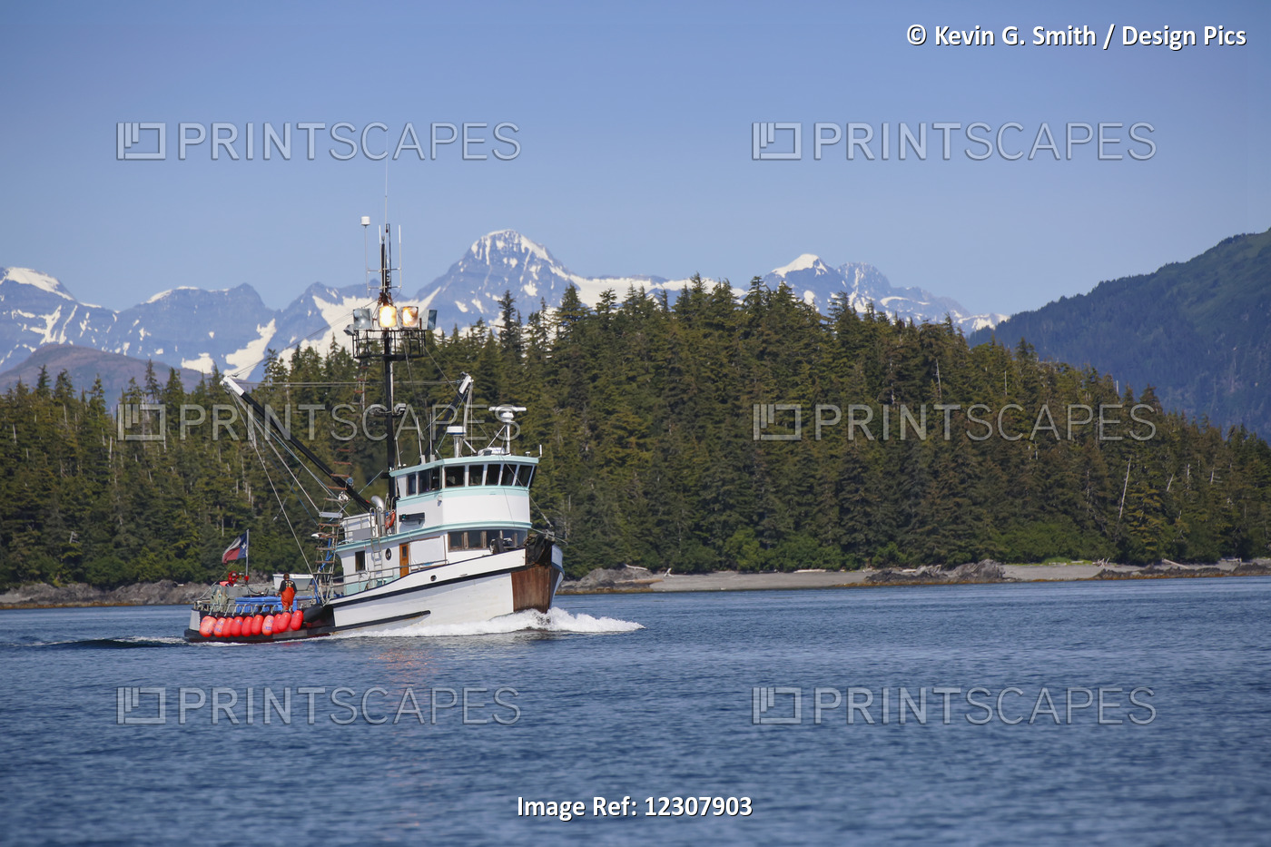 Commercial Fishing Boat On The Waters Of Main Bay, Prince William Sound, ...