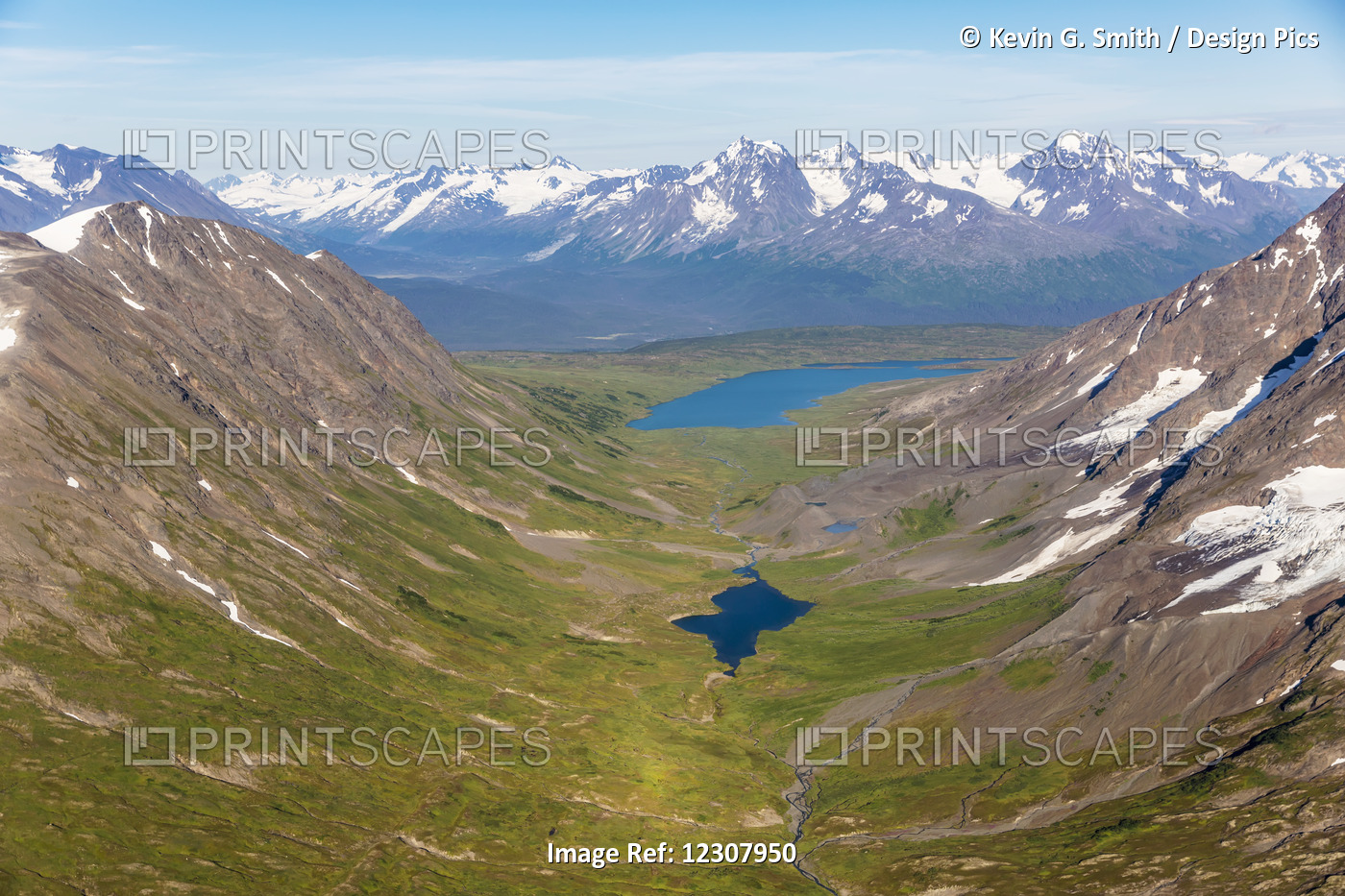 Aerial View Of Spring Snow Melting Off The Kenai Mountains On A Clear Summer ...