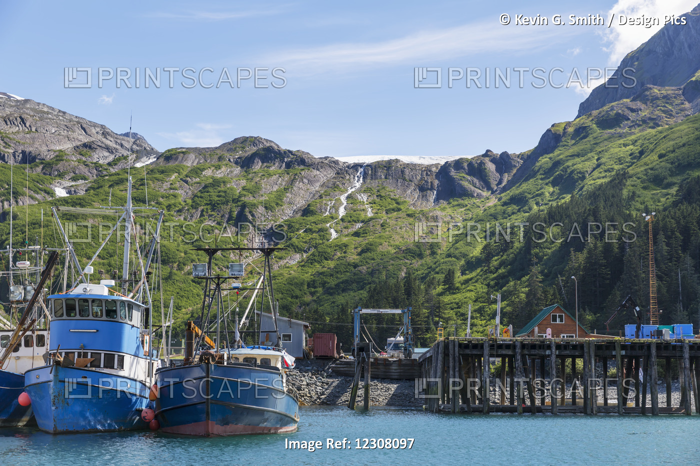 Fishing Boats Docked At The Passage Canal Harbor In Prince William Sound, Clear ...