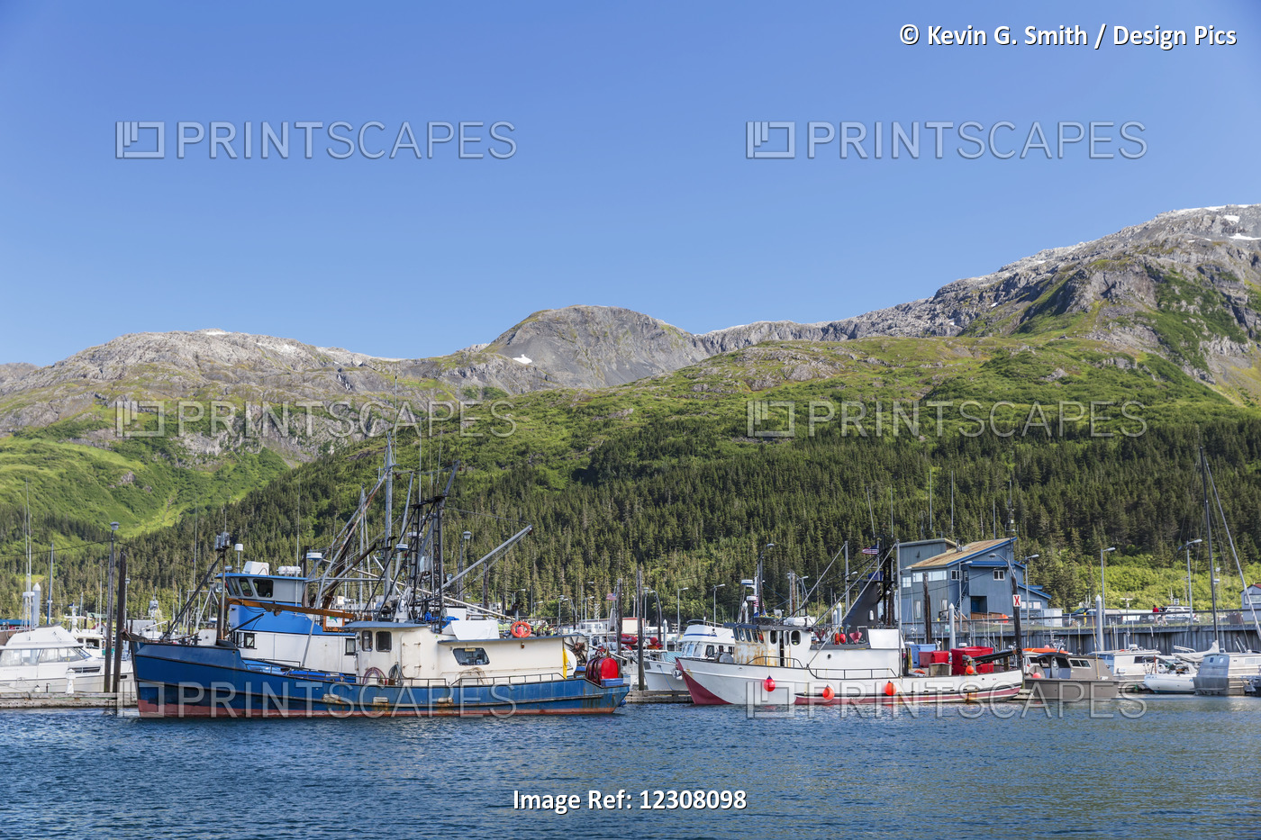 Boats Docked At The Passage Canal Harbor In Prince William Sound, Clear Sunny ...